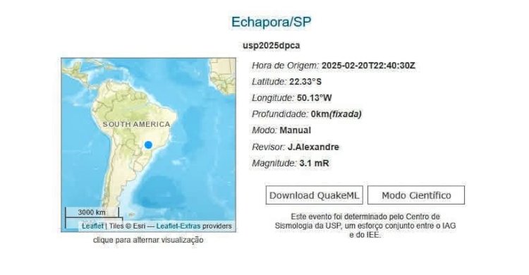 Tremor de magnitude 3.1 atinge região de Marília; Moradores de Avencas sentem o abalo.